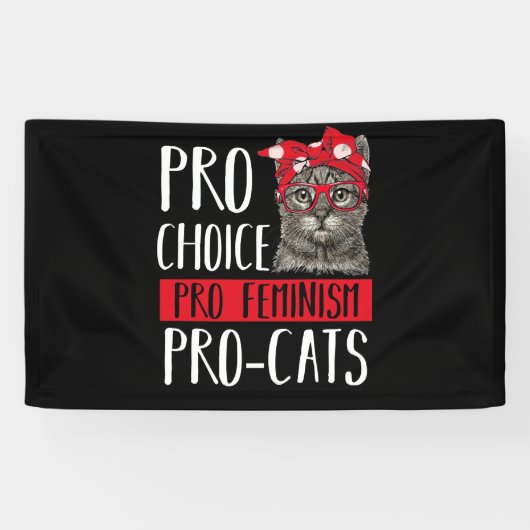 Pro Choice Proフェミニズム猫とバンダナ 横断幕 (横)