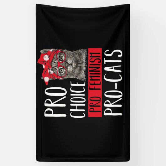 Pro Choice Proフェミニズム猫とバンダナ 横断幕 (縦)