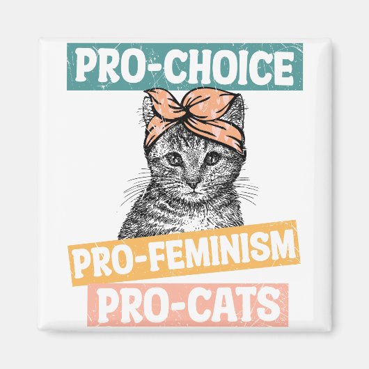 Pro-Choice、Pro-Feminism、Pro-Cat マグネット (正面)