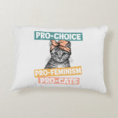 Pro-Choice、Pro-Feminism、Pro-Cat |猫好き アクセントクッション (裏面)
