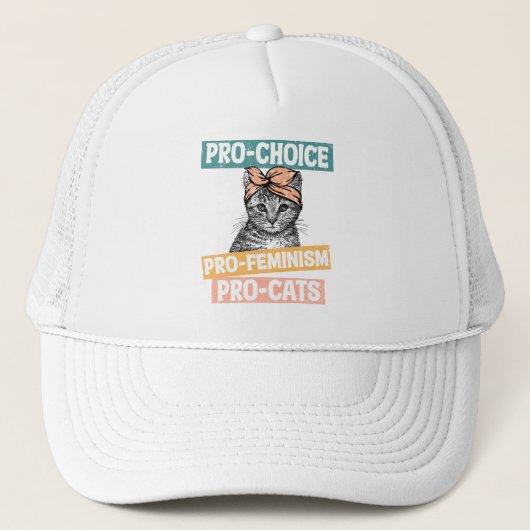 Pro-Choice、Pro-Feminism、Pro-Cat |猫好き キャップ (正面)