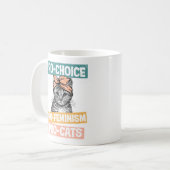 Pro-Choice、Pro-Feminism、Pro-Cat |猫好き コーヒーマグカップ (正面左)