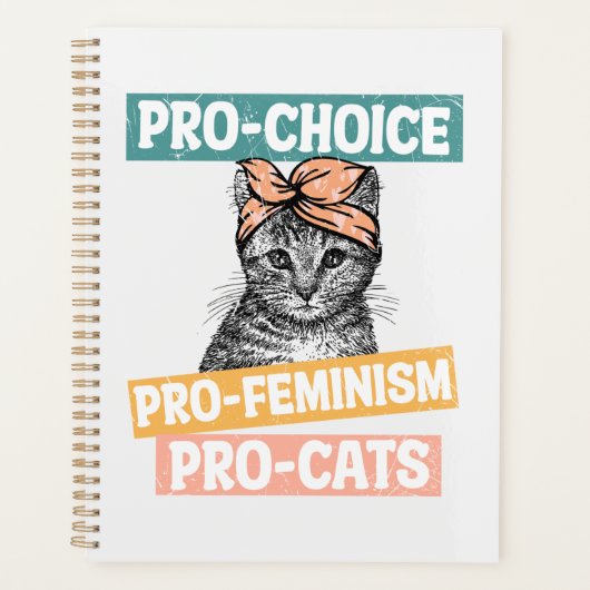 Pro-Choice、Pro-Feminism、Pro-Cat |猫好き プランナー手帳 (正面)
