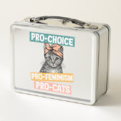 Pro-Choice、Pro-Feminism、Pro-Cat |猫好き メタルランチボックス (裏面)