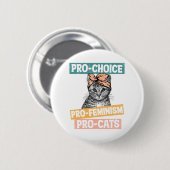 Pro-Choice、Pro-Feminism、Pro-Cat 缶バッジ (正面&裏面)