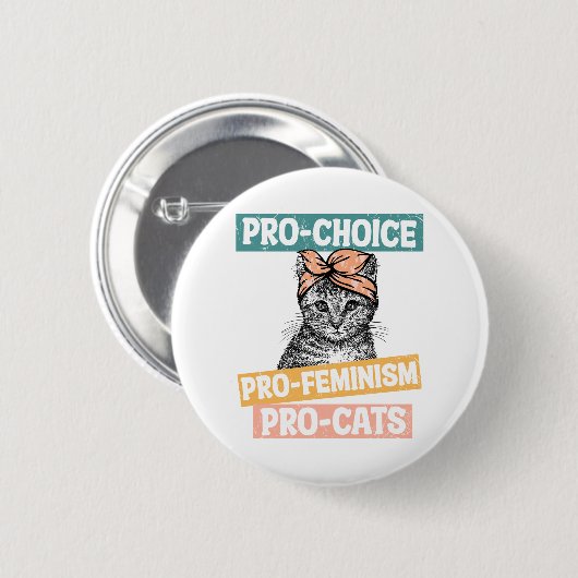Pro-Choice、Pro-Feminism、Pro-Cat 缶バッジ (正面&裏面)