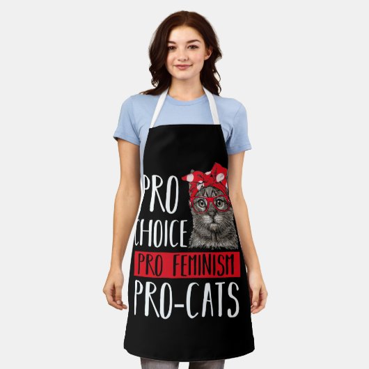 Pro Choice Pro Feminism Pro Cats Cat With Bandana エプロン (着用した状態)
