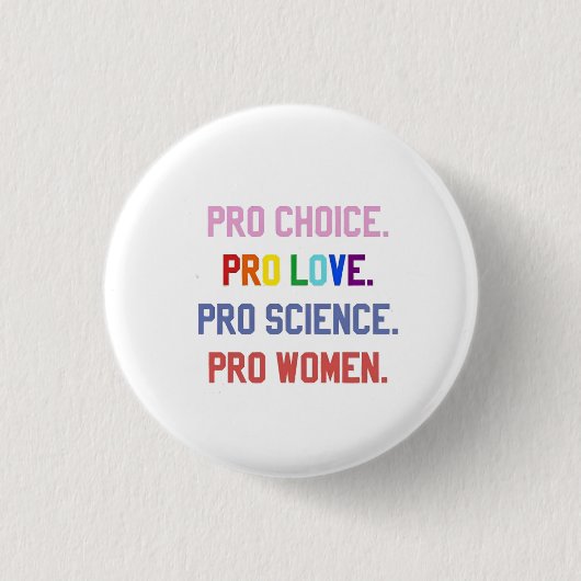 Pro-Choice Pro-Life Pro-Science Pro-Women 缶バッジ (正面)