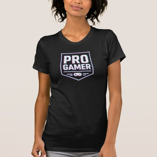 PRO GAMER – ネオングリッチシールド Tシャツ (正面)