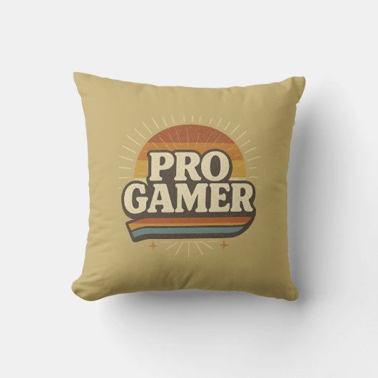 PRO GAMER — ビンテージサンセットバッジ クッション (正面)