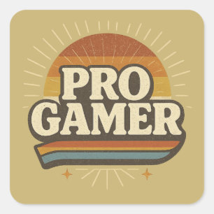 PRO GAMER —ヴィンテージサンセットバッジ スクエアシール