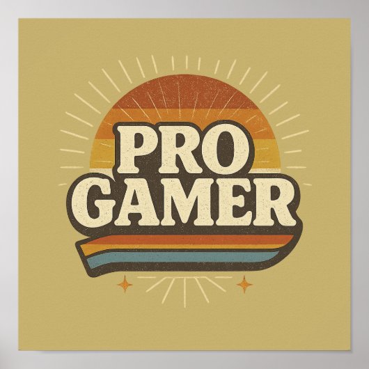 PRO GAMER —ヴィンテージサンセットバッジ ポスター (正面)