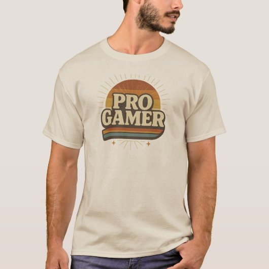 PRO GAMER —ヴィンテージサンセットバッジ Tシャツ (正面)