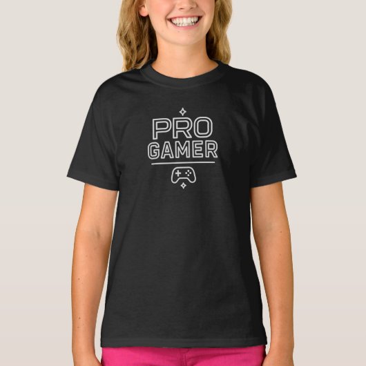 PRO GAMER – 白ミニマル色 Tシャツ (正面)