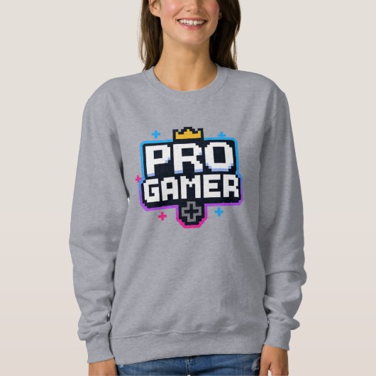 PRO GAMER — Pixel Art 8-Bit Badge スウェットシャツ (正面)