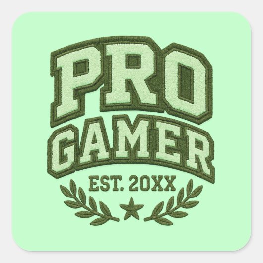 PRO GAMER — Varsity Chenille Patch スクエアシール (正面)