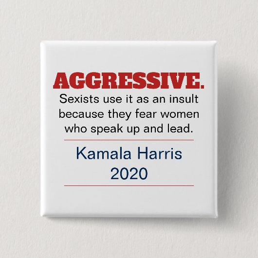 Pro-Kamala Harrisアグレッシブアンチ性差別2024 缶バッジ (正面)