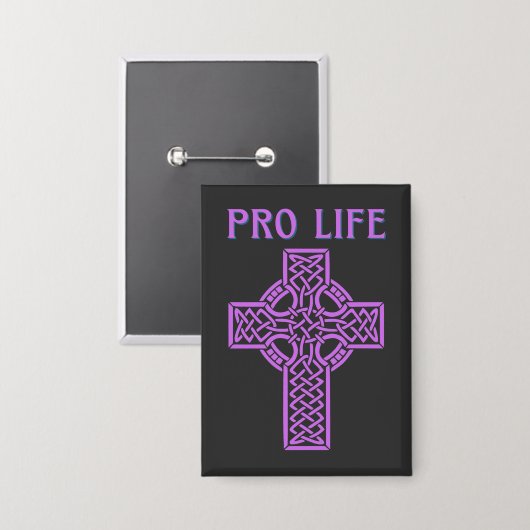 Pro-Life Catholic Cross Pin-Backボタン 缶バッジ (正面/裏面)