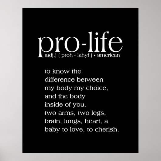 Pro-Life Definition Wall Art ポスター (正面)