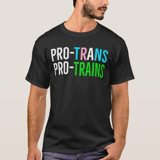 Pro Trans Pro Trains | LGBTQ+ 鉄道ファンTシャツ | Equali Tシャツ (正面)