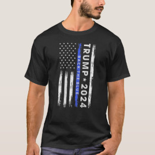 Pro Trump 2024青い細い青い線のアメリック Tシャツ