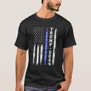 Pro Trump 2024青の細い青のラインアメリック Tシャツ