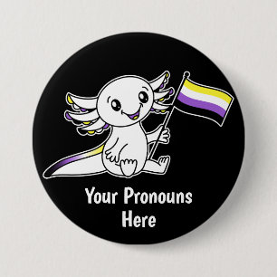 PROANSかわいいAxolotl非バイナリプライドフラグLGBTQ 缶バッジ