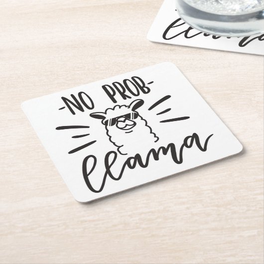 Probのラマのデザイン無し スクエアペーパーコースター (アングル)