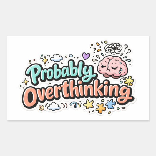 Probably Overthinking Sticker 長方形シール (正面)