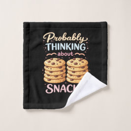 Probably Thinking About Snacks Funny Cute Kitchen ウォッシュタオル