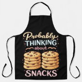 Probably Thinking About Snacks Funny Cute Kitchen エプロン (正面)