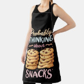 Probably Thinking About Snacks Funny Cute Kitchen エプロン (インサイチュ)