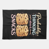 Probably Thinking About Snacks Funny  Cute Kitchen キッチンタオル (横)