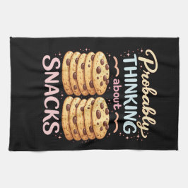 Probably Thinking About Snacks Funny  Cute Kitchen キッチンタオル