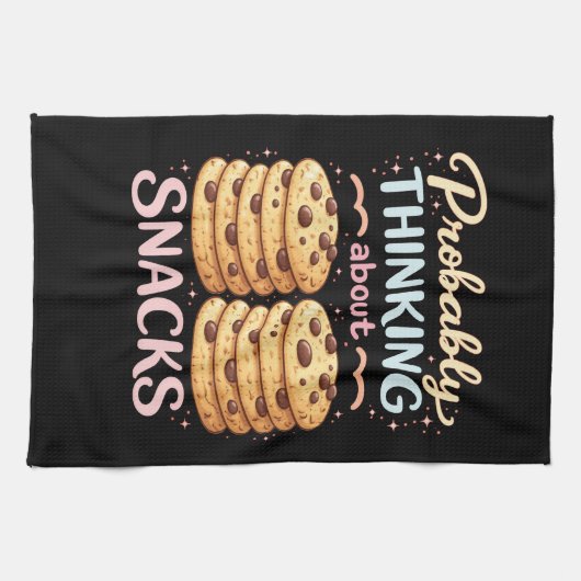 Probably Thinking About Snacks Funny  Cute Kitchen キッチンタオル (横)