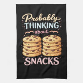 Probably Thinking About Snacks Funny  Cute Kitchen キッチンタオル (縦)