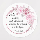 Proberbs31.26シール，信仰に基づくシール ラベル (デザイン2)