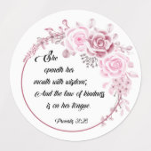 Proberbs31.26シール，信仰に基づくシール ラベル (デザイン1)