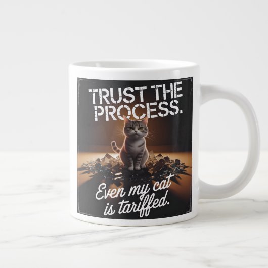 Process Cat Officeユーモアミームを信頼 ジャンボコーヒーマグカップ (右)