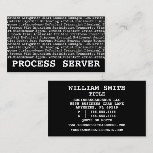 Process Serverの法的用語 名刺 (正面/裏面)