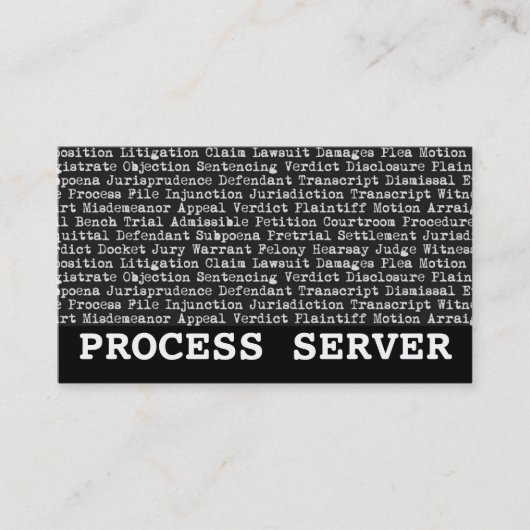 Process Serverの法的用語 名刺 (正面)