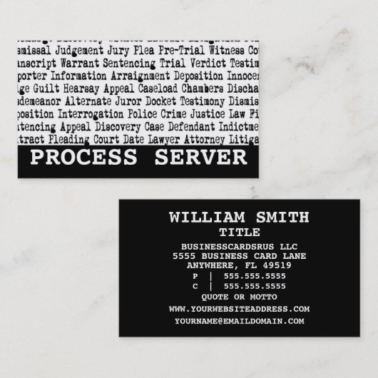 Process Serverの法的用語 名刺 (正面/裏面)