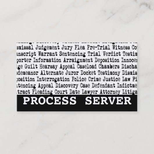 Process Serverの法的用語 名刺 (正面)