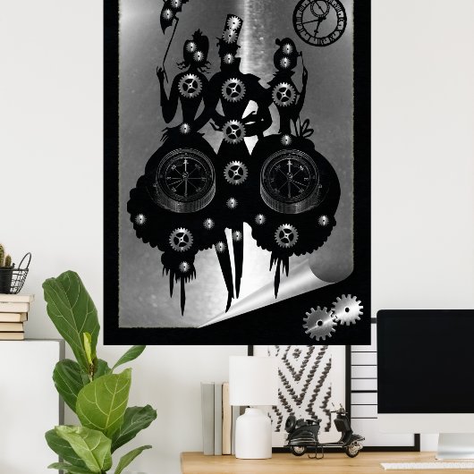 Process Steampunk Silhouette ポスター (ホームオフィス)