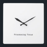 Processing Focus Minimalist Typewriter  スクエア壁時計<br><div class="desc">Measure your output,  not just the hours. This modern wall clock features sharp typewriter numerals and a central message to keep your focus locked on the task at hand.</div>