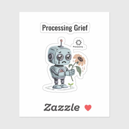  Processing Grief Cute Sad Robot - Emotional AI  シール (シート)