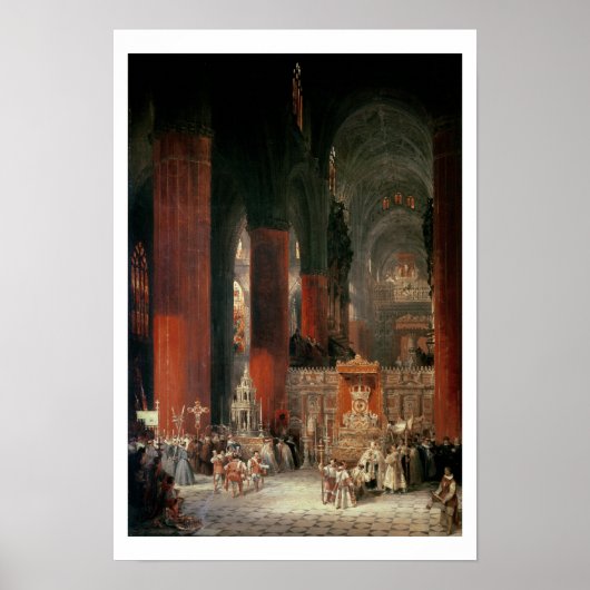 Procession in Seville Cathedral, 1833 (oil on canv ポスター (正面)