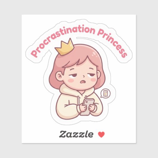 Procrastination Princess Cute Aesthetic Sticker シール (シート)