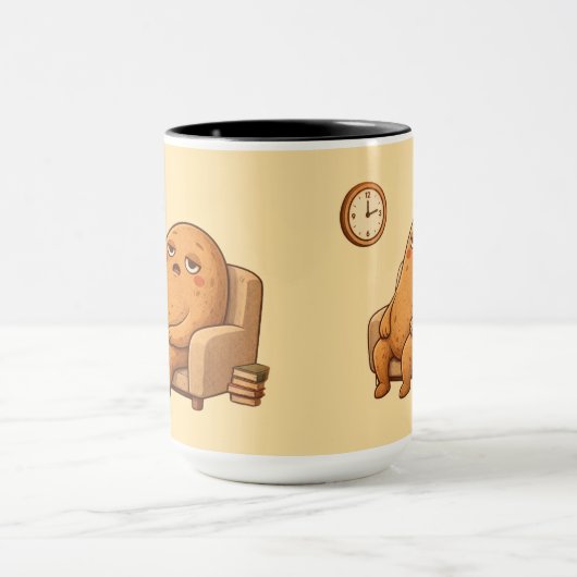 Procrastinator Potato Persona Cartoon Time Art マグカップ (中央)