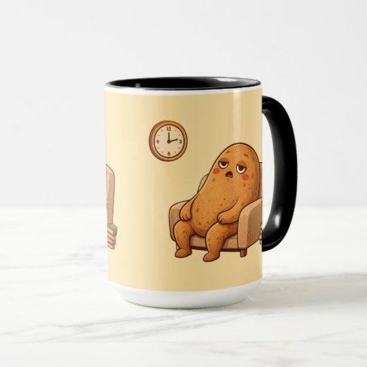 Procrastinator Potato Persona Cartoon Time Art マグカップ (正面右)